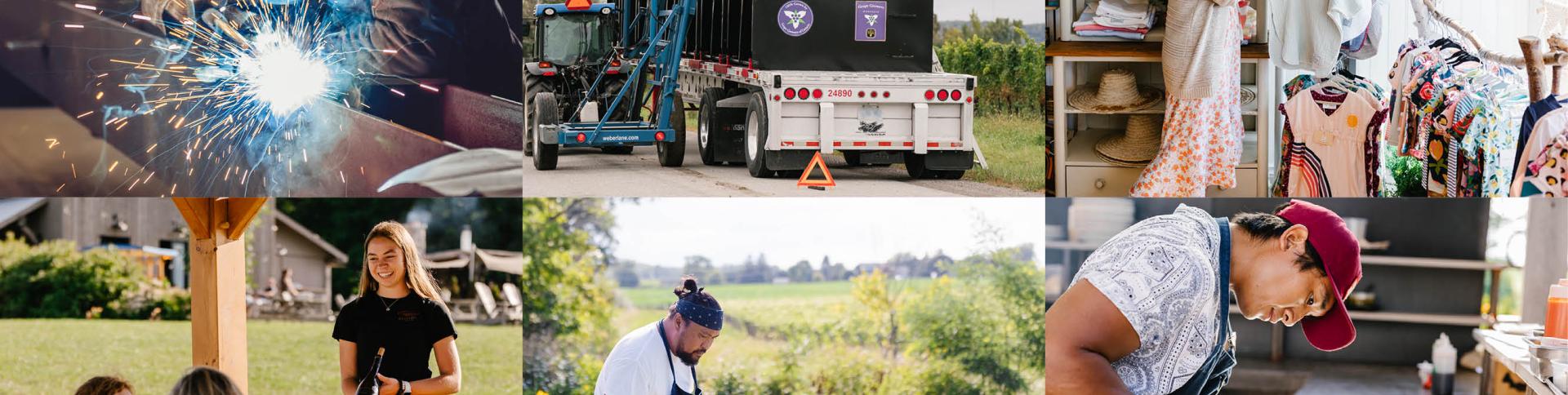 Collage of workers working in key sectors within the Town of Lincoln